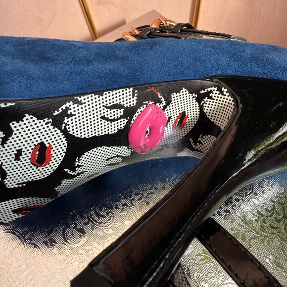 Pre-Loved: Betsey Johnson Royal Blue Suede Strappy Round-Toe Pumps [Size 6] - Picture 5 of 6